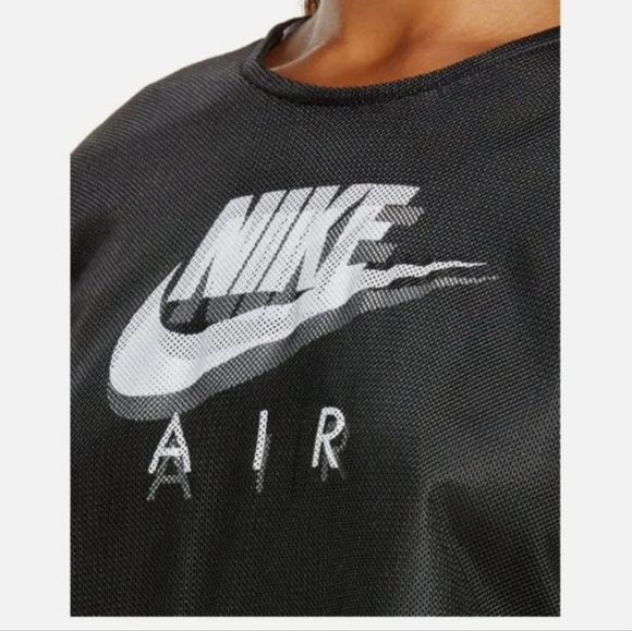 NWT Nike Air Women's Sportswear workout Mesh Crop Top Black White Size 2X - Picture 4 of 9